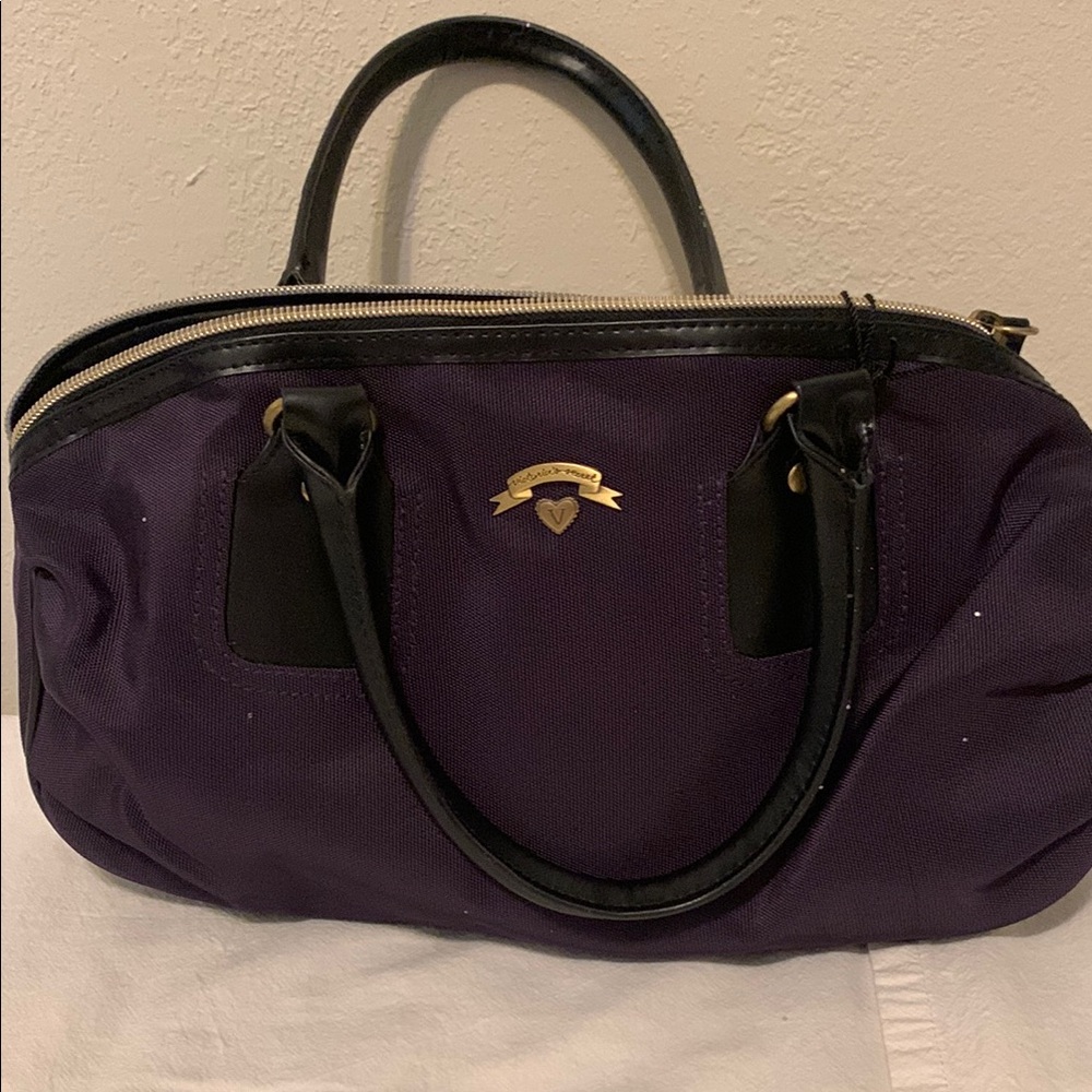 Sophisticated Purple and Black Satchel Bag